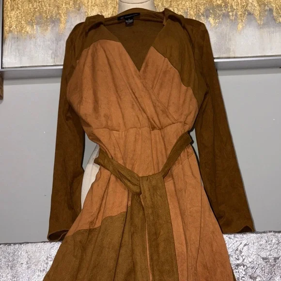 INC International Concepts Two-Tone Wrap Dress - Picture 3 of 4